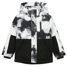 Cool Club, Wodoszczelna kurtka narciarska chłopięca z kapturem, ocieplana, czarno-biała