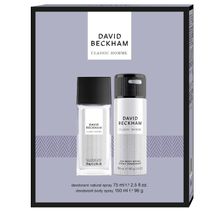 David Beckham, Classic Homme, zestaw prezentowy: dezodorant naturalny spray, 75 ml + dezodorant body spray, 150 ml