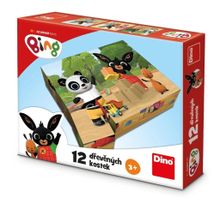 Dino, Bing, drewniane klocki obrazkowe, 12 elementów