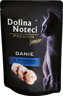 Dolina Noteci, Junior, saszetka, bezzbożowa karma dla kociąt, dorsz, sardynki, 85g