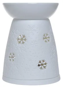 Domek na olejek porcelanowy w śnieżynki, 11,8-7,5 cm