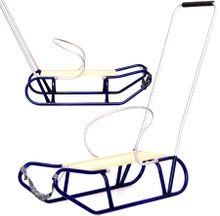 Enero, sanki metalowe z oparciem i pchaczem, niebieskie