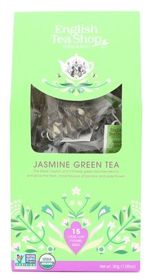 English Tea Shop, Bio Jasmine Green Tea, herbata liściasta, 15 piramidek