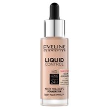 Eveline Cosmetics, Liquid Control HD Long Lasting Formula 24H, podkład do twarzy z dropperem, nr 003, Ivory Beige, 32 ml