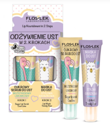 Floslek, Lip Care Vege, zestaw odżywienie ust, scrub do ust, limonkowy, 14 g + maska gruszkowa, 14 g