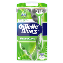 Gillette, Blue3 SenseCare, jednorazowe maszynki do golenia dla mężczyzn, 5+1 szt.