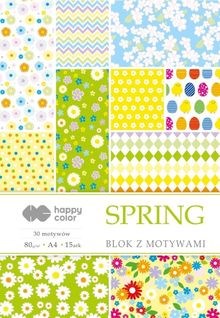 Happy Color, blok z motywami Spring, A4/15K 80g