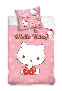 Hello Kitty, 2-częściowy komplet pościeli bawełnianej, 100-135 cm