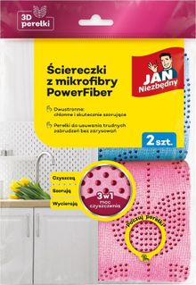 Jan Niezbędny, Powerfiber, ściereczki z mikrofibry 3w1 z perełkami 3D, 2 szt.
