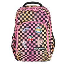 Kayokki, plecak szkolny, 2-komorowy, Szachownica różowo-pomarańczowa