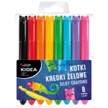 Kidea, kredki żelowe, kotki, 8 kolorów
