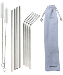 Kinghoff, słomki do napojów, metalowe, etui, 8 szt.
