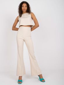 Komplet damski, Top, Spodnie, beżowy, Italy Moda