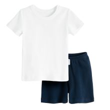 Komplet dziecięcy, T-shirt, Szorty, biało-granatowy, Nicol