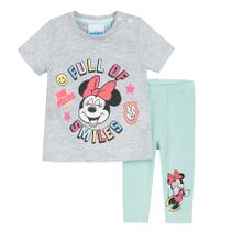 Komplet dziewczęcy, T-shirt, Legginsy, szaro-miętowy, Myszka Minnie