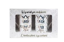 Kukartka, kubek komplet, mama, tata, korona