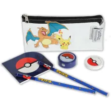 La Plume Doree, Pokemon, przeźroczysty piórnik saszetka z wyposażeniem