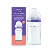 Lansinoh, NaturalWave, szklana butelka do karmienia ze smoczkiem, rozmiar S, 160 ml