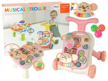 Lean Toys, pchacz, stolik edukacyjny, interaktywny, 2w1, różowy