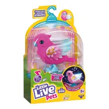 Little Live Pets, Lil Bird, ćwierkający ptaszek ze świecącymi skrzydełkami, zabawka interaktywna, różowy