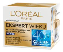 L'Oreal Paris, Ekspert Wieku 40+, przeciwzmarszczkowy krem nawilżający na noc, 50 ml