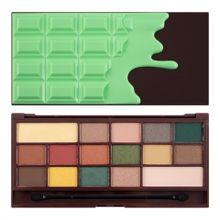 Makeup Revolution, I Heart Makeup Palette, zestaw cieni do powiek Chocolate, Mint, 16 kolorów, 22g