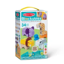 Melissa & Doug, Blockables, Zwierzątka Safari, drewniane klocki, 34 elementy