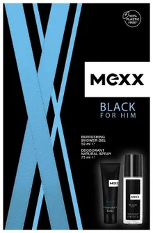 Mexx, zestaw prezentowy, Black For Him, dezodorant, atomizer, 75 ml + żel pod prysznic, 50 ml