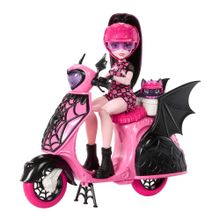 Monster High, Wampirystyczny skuter + lalka Draculaura, zestaw do zabawy