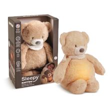 Nattou, Miś, lampka nocna pluszowa 4w1 z czujnikiem płaczu, Sleepy Bear, beżowy, 0m+