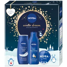 Nivea, Winter Dream, zestaw: żel pod prysznic, 250 ml + odżywcze mleczko do ciała, 250 ml + krem uniwersalny, 100 ml