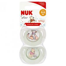 Nuk, Kubuś Puchatek, smoczek uspokajający, silikonowy, 0-6m, 2 szt.