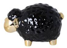 Owieczka ceramiczna, czarno-złota duża, 20-13-13 cm