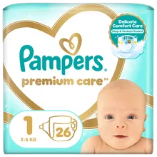 Pampers, Premium Care, pieluchy jednorazowe, rozmiar 1, 2-5 kg, 26 szt.