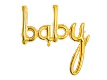 PartyDeco, balon foliowy, napis baby, dekoracje dla dziecka, złoty, 73,5-75,5 cm