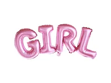 PartyDeco, balon foliowy, napis Girl, 74-33 cm, różowy