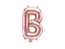 PartyDeco, balon foliowy, w kształcie litery B, 35 cm, różowe złoto
