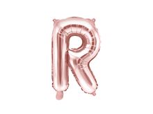 PartyDeco, balon foliowy, w kształcie litery R, 35 cm, różowe złoto