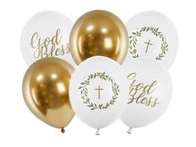 PartyDeco, balony 30 cm, God Bless, mix, 6 szt.