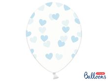 PartyDeco, balony lateksowe, serduszka, błękitne, krystaliczne, 30 cm, 50 szt.