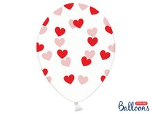 PartyDeco, balony lateksowe, serduszka, czerwone, krystaliczne, 30 cm, 6 szt.