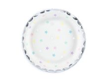 PartyDeco, Jednorożec Party, talerzyki papierowe, jednorożec-gwiazdki, białe, 18 cm, 6 szt.