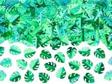 PartyDeco, konfetti party, metalizowane liście, zielone, 15 g
