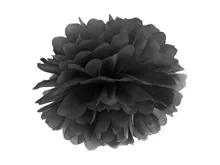 PartyDeco, pompon bibułowy, classic, czarny, 25 cm