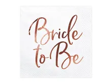 PartyDeco, serwetki papierowe na wieczór panieński Bride to be, różowe złoto, 33-33 cm, 20 szt.