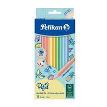 Pelikan, kredki drewniane, pastell, 12 kolorów