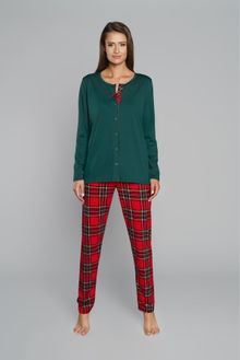 Piżama damska, zielono-czerwona, Zorza, Italian Fashion