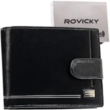Portfel, czarny, skórzany, Rovicky