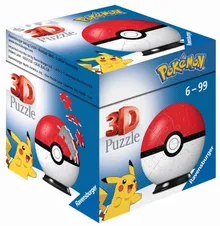 Ravensburger, Pokemon, Kula, puzzle 3D, czerwona, 54 elementy