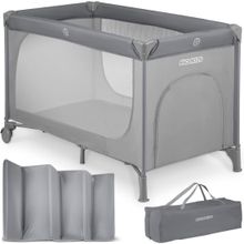 Ricokids, łóżeczko turystyczne, z materacem i torbą, jasnoszare